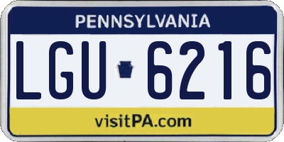 PA license plate LGU6216