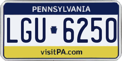 PA license plate LGU6250