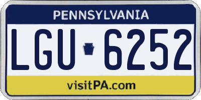 PA license plate LGU6252