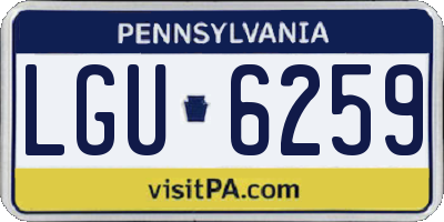 PA license plate LGU6259