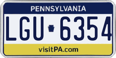 PA license plate LGU6354