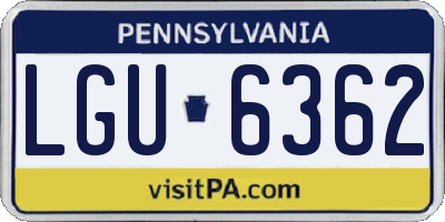 PA license plate LGU6362