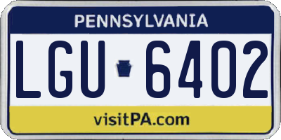PA license plate LGU6402