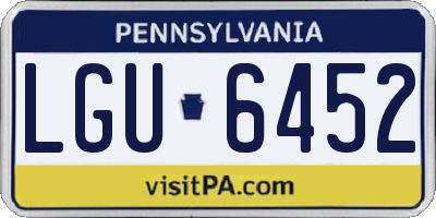 PA license plate LGU6452