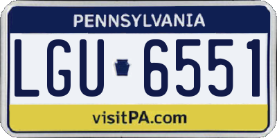 PA license plate LGU6551