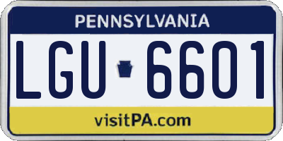 PA license plate LGU6601