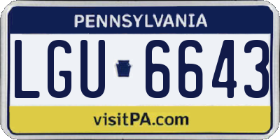 PA license plate LGU6643