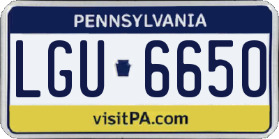 PA license plate LGU6650
