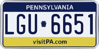 PA license plate LGU6651