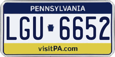 PA license plate LGU6652