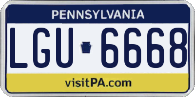 PA license plate LGU6668