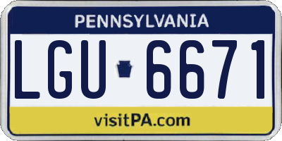 PA license plate LGU6671