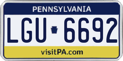 PA license plate LGU6692