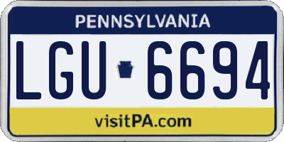 PA license plate LGU6694