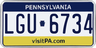PA license plate LGU6734