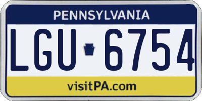 PA license plate LGU6754