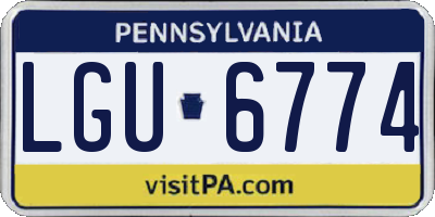 PA license plate LGU6774