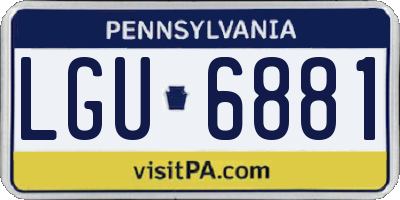 PA license plate LGU6881