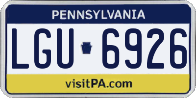 PA license plate LGU6926