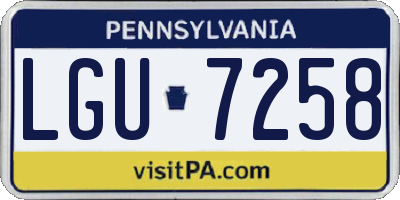 PA license plate LGU7258