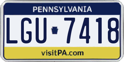 PA license plate LGU7418