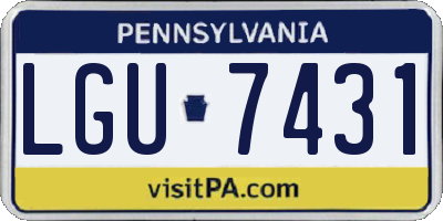 PA license plate LGU7431