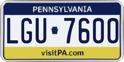 PA license plate LGU7600