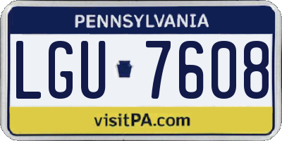 PA license plate LGU7608