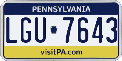 PA license plate LGU7643
