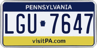 PA license plate LGU7647