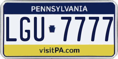 PA license plate LGU7777