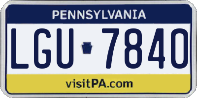 PA license plate LGU7840