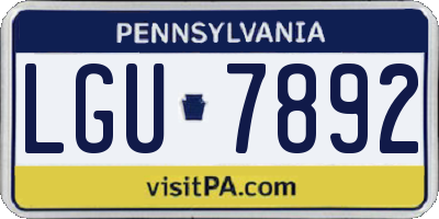PA license plate LGU7892