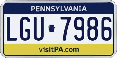 PA license plate LGU7986