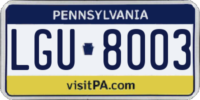 PA license plate LGU8003