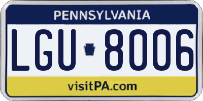 PA license plate LGU8006
