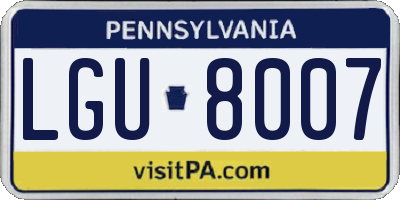 PA license plate LGU8007