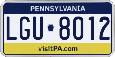 PA license plate LGU8012
