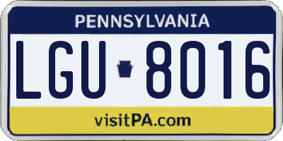 PA license plate LGU8016