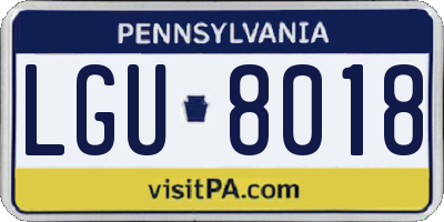 PA license plate LGU8018
