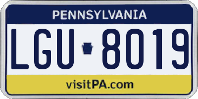 PA license plate LGU8019
