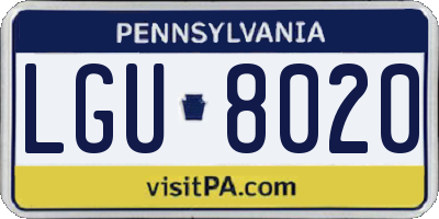 PA license plate LGU8020