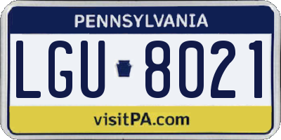 PA license plate LGU8021