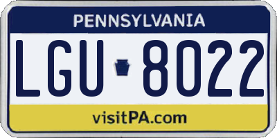 PA license plate LGU8022