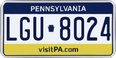 PA license plate LGU8024