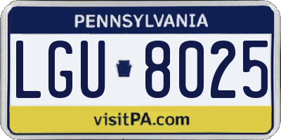 PA license plate LGU8025