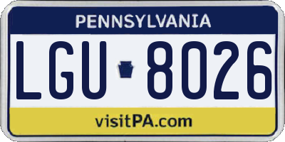 PA license plate LGU8026