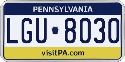 PA license plate LGU8030