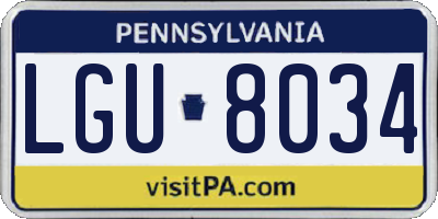 PA license plate LGU8034