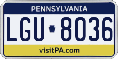 PA license plate LGU8036